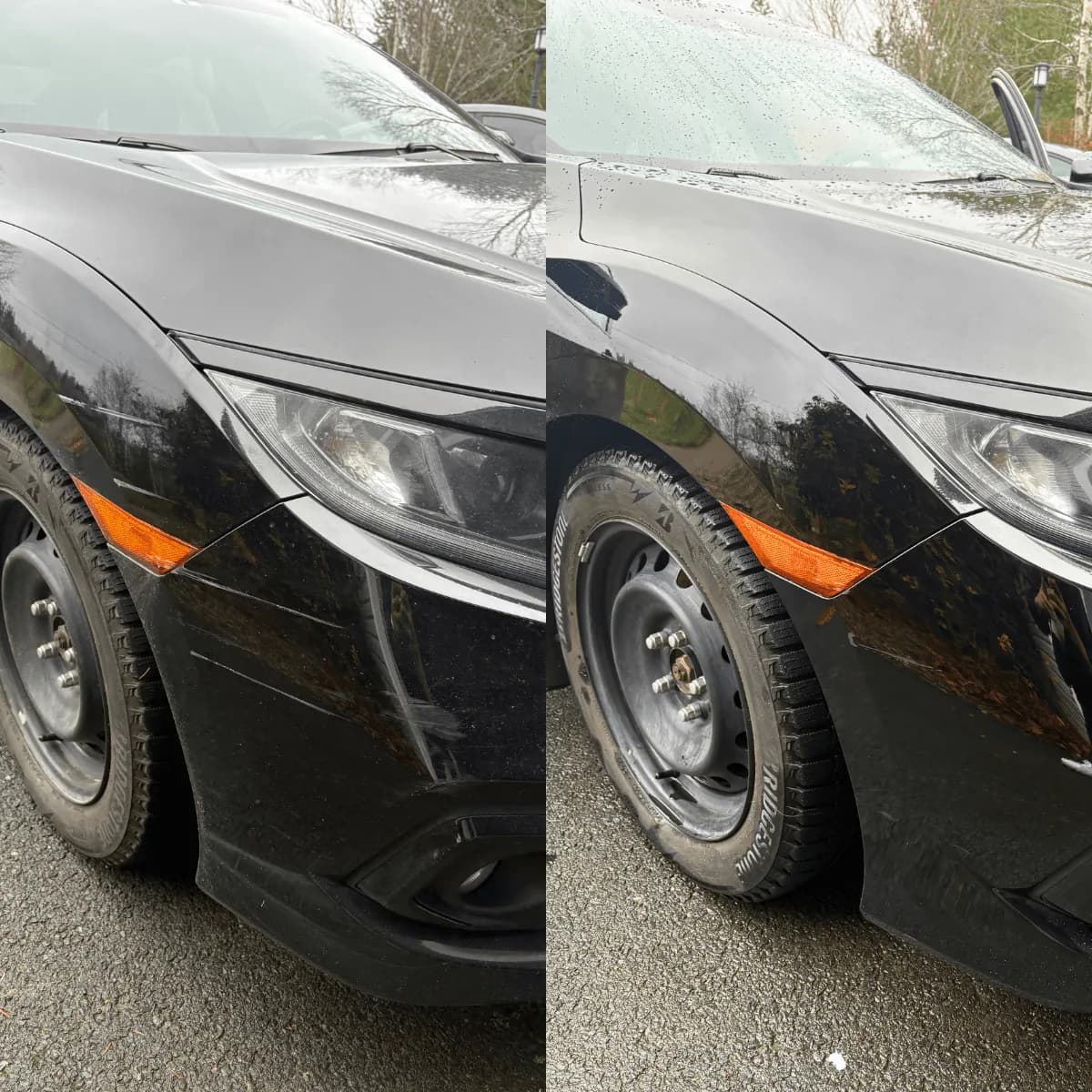 Before and after paint correction result from WCAP detailing